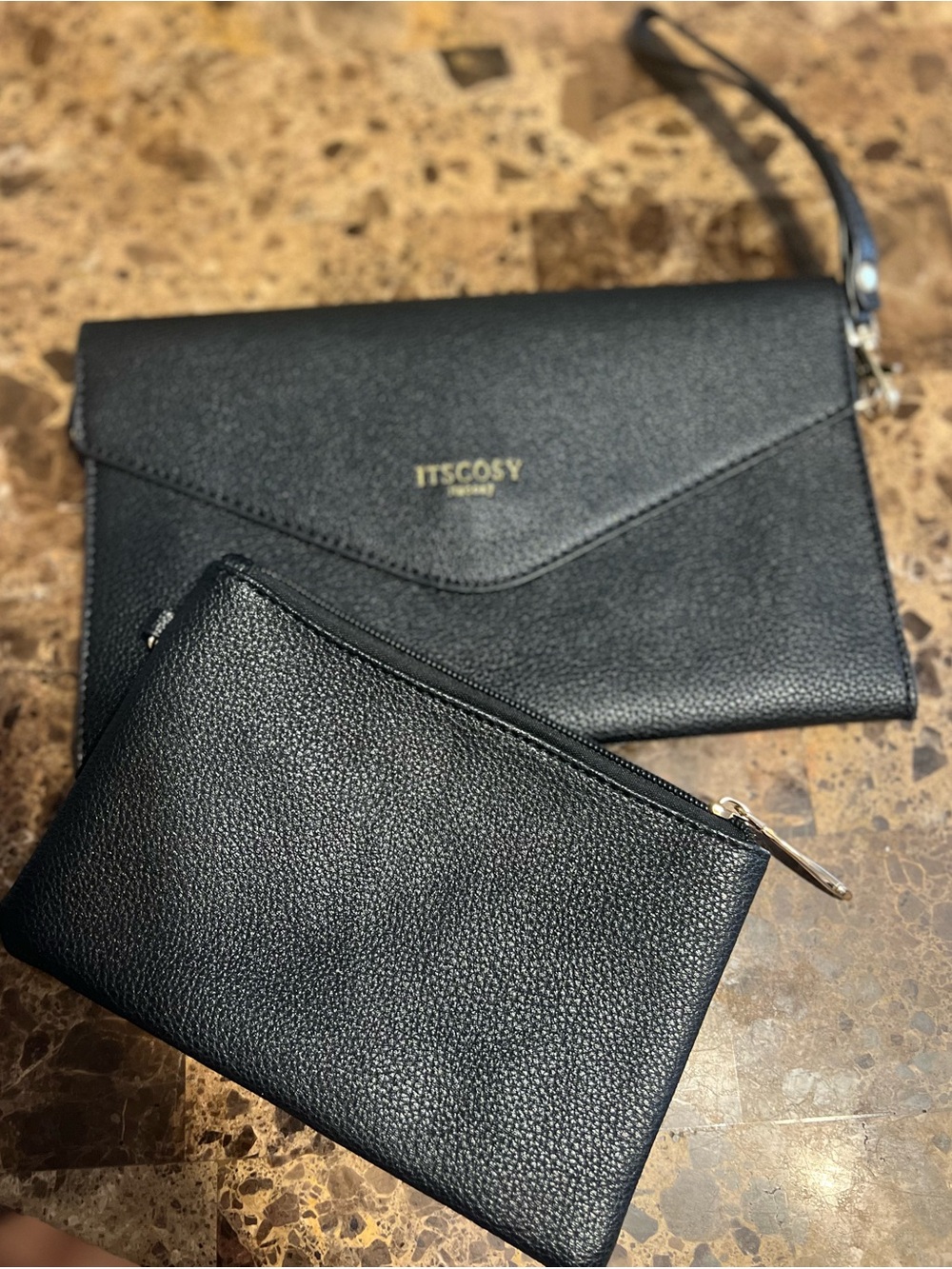 ITSCOSY Black Envelope Wristlet with Matching Pouch set 2